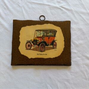 Ford Wall Plaque with Brown and Cream Vintage Touring Car Illustration